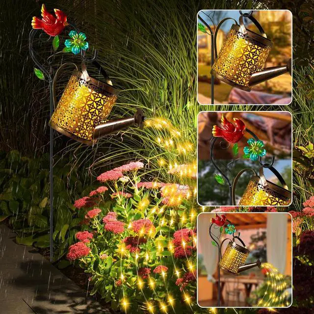Alt view image 2 of 6 - Solar Lanterns Cardinal Granden Decor, Watering Can with Cardinal Shepherd Hook and Cascading Lights, Outdoor Solar Lantern for Garden Yard Decor, Gifts for Women Mom Grandma Birthday, Mothers Day