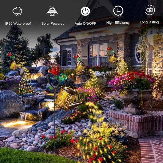 Alt view image 5 of 6 - Solar Lanterns Cardinal Granden Decor, Watering Can with Cardinal Shepherd Hook and Cascading Lights, Outdoor Solar Lantern for Garden Yard Decor, Gifts for Women Mom Grandma Birthday, Mothers Day