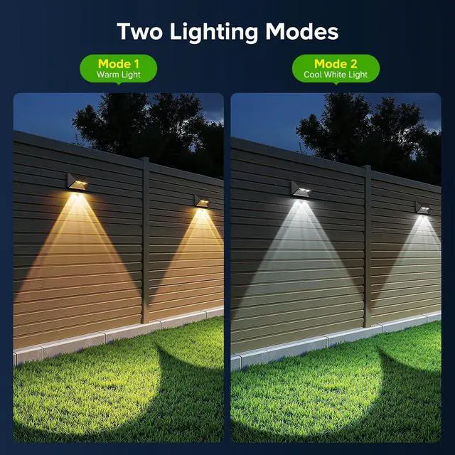 Alt view image 5 of 7 - WdtPro Solar Fence Lights Outdoor - 3500K/6000K 2 Modes, Super Bright Lens LED Fence Lights Solar Powered, IP65 Waterproof Solar Deck Light for Outside Patio Step Stair Railing Wall (6 Pack)