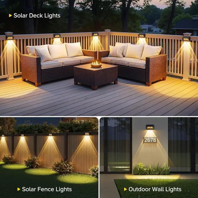 Alt view image 7 of 7 - WdtPro Solar Fence Lights Outdoor - 3500K/6000K 2 Modes, Super Bright Lens LED Fence Lights Solar Powered, IP65 Waterproof Solar Deck Light for Outside Patio Step Stair Railing Wall (6 Pack)