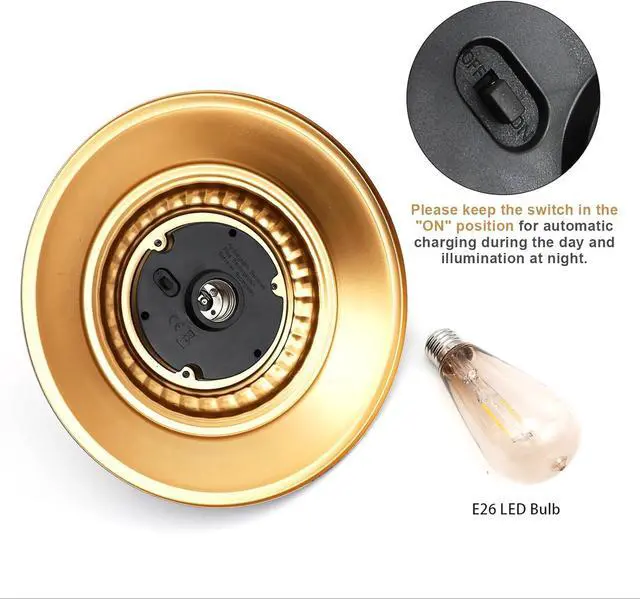 Alt view image 4 of 6 - Solar Barn Lights for Outside, 2PCS Waterproof Solar Wall Light Fixture, Rustic Vintage Metal Gooseneck Wall Mount Outdoor Lights with Gold Interior, for Outdoor Barn Shed Farmhouse Porch