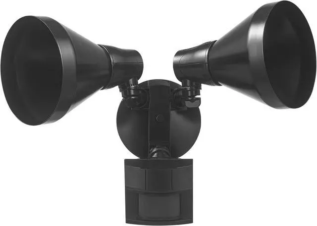 Main image of Globe Electric 17000140 180-Degree 240 W Twin Head Black Hardwired Motion Sensor Security Flood Light with MotionBright