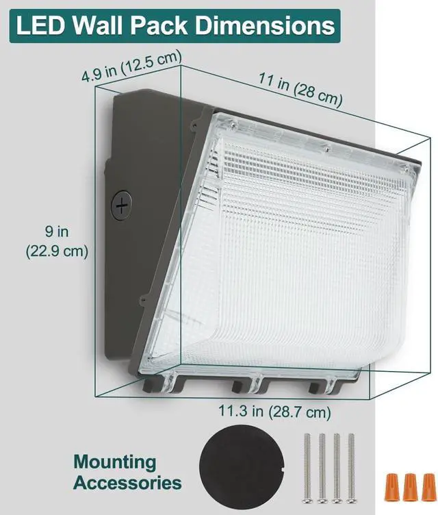 Alt view image 5 of 7 - 120W LED Wall Pack Light with Dusk-to-Dawn Photocell, 13200LM 5000K Daylight 100-277V, Waterproof Commercial Outdoor Security Lights for Parking Lot, Yard, ETL Listed