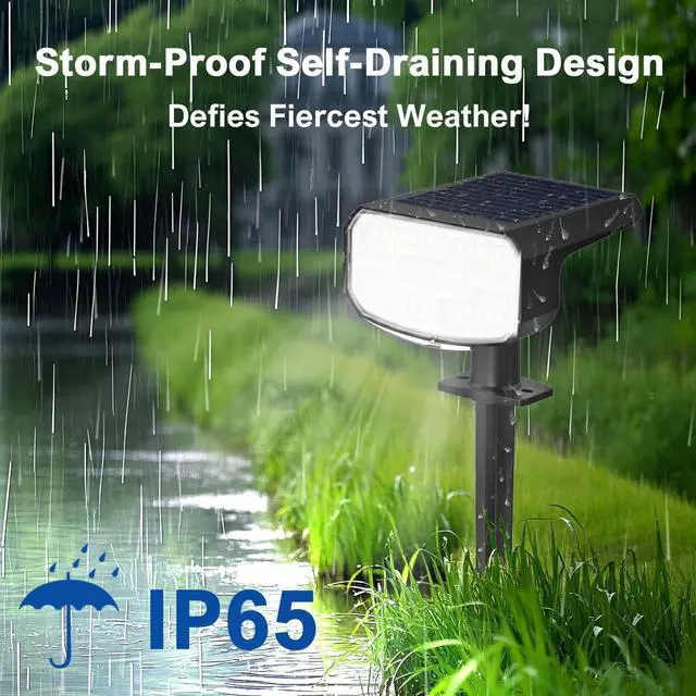 Alt view image 5 of 7 - Solar Lights Outdoor Waterproof IP65, Super Bright LED, 2CCT 4 Lighting Modes 3000K/6500K Selectable, Solar Powered Yard Garden Solar Spot Lights for Outside Landscape Auto On/Off -2 Pack