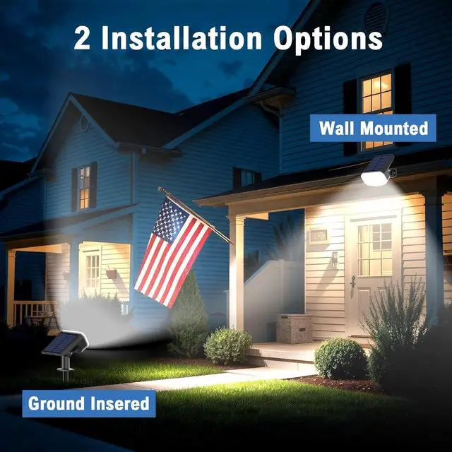 Alt view image 6 of 7 - Solar Lights Outdoor Waterproof IP65, Super Bright LED, 2CCT 4 Lighting Modes 3000K/6500K Selectable, Solar Powered Yard Garden Solar Spot Lights for Outside Landscape Auto On/Off -2 Pack