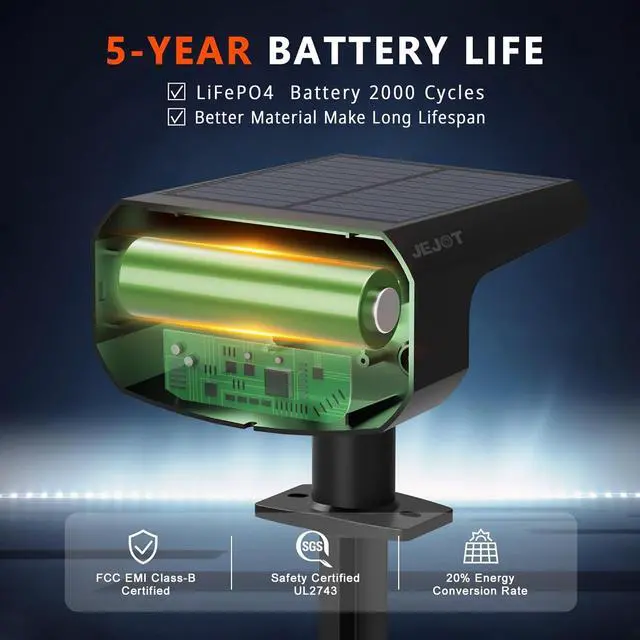 Alt view image 3 of 7 - Solar Lights Outdoor Waterproof IP65, Super Bright LED, 2CCT 4 Lighting Modes 3000K/6500K Selectable, Solar Powered Yard Garden Solar Spot Lights for Outside Landscape Auto On/Off -2 Pack