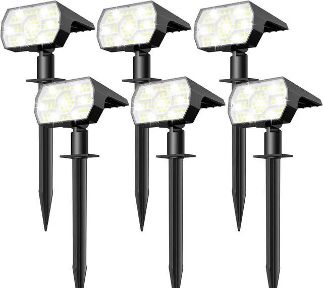 Main image of NYMPHY Solar Lights Outdoor Waterproof IP68, 56 LED 3 Lighting Modes Solar Powered Garden Yard Spot Solar Lights for Outside Landscape- 6 Pack (Cool White)