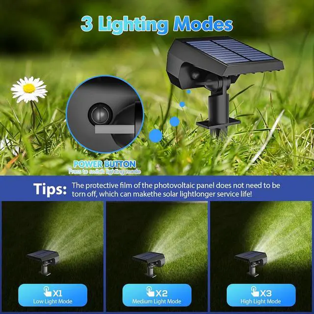 Alt view image 4 of 6 - NYMPHY Solar Lights Outdoor Waterproof IP68, 56 LED 3 Lighting Modes Solar Powered Garden Yard Spot Solar Lights for Outside Landscape- 6 Pack (Cool White)