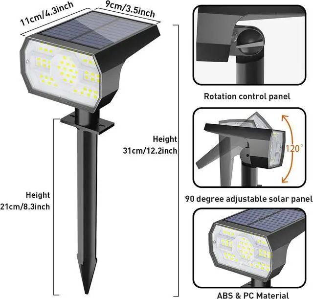 Alt view image 5 of 6 - NYMPHY Solar Lights Outdoor Waterproof IP68, 56 LED 3 Lighting Modes Solar Powered Garden Yard Spot Solar Lights for Outside Landscape- 6 Pack (Cool White)