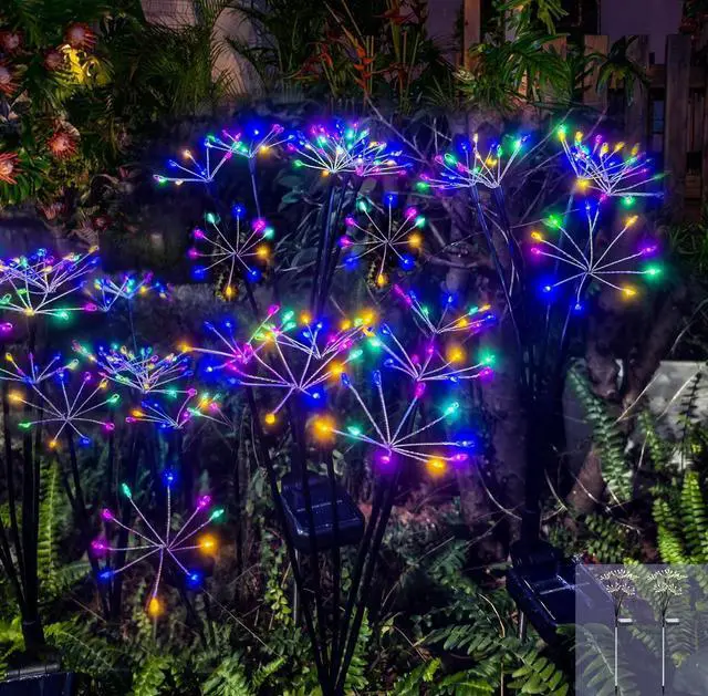 Main image of Kwaiffeo Solar Garden Lights Outdoor Waterproof Decorative Solar Lights for Outside 2 Pack with120 LED Swaying Fairy Firework Light Yard Garden Decor, Gifts for Mother's Day Mom Grandma Women