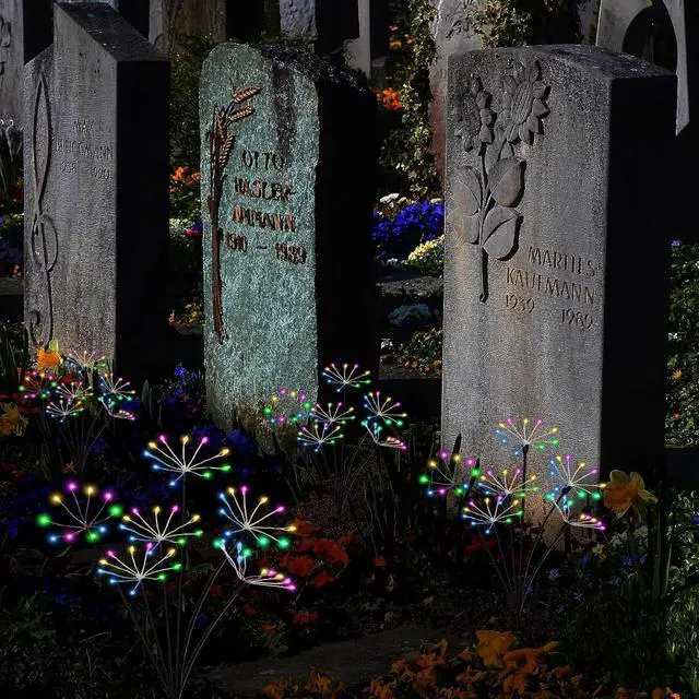 Alt view image 5 of 6 - Kwaiffeo Solar Garden Lights Outdoor Waterproof Decorative Solar Lights for Outside 2 Pack with120 LED Swaying Fairy Firework Light Yard Garden Decor, Gifts for Mother's Day Mom Grandma Women