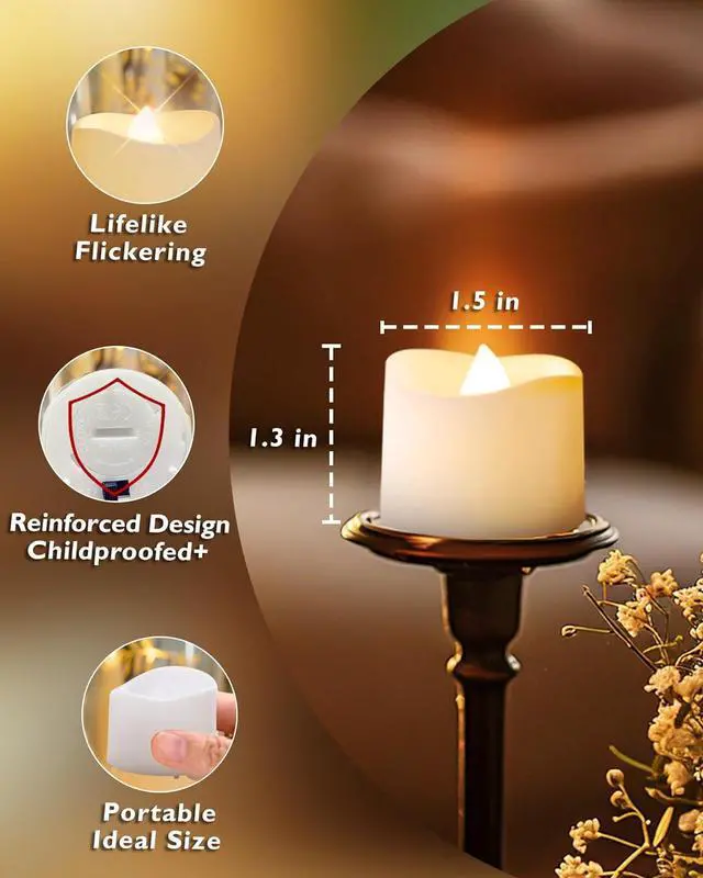 Alt view image 3 of 7 - Homemory Timer Tea Lights Candles Battery Operated, 6H Timer Built-in, Auto On Daily, Flameless LED Tealight Votives for Table Centerpieces, Lantern, Holiday Decor, Warm Lamp, No Remote, 24-Pack
