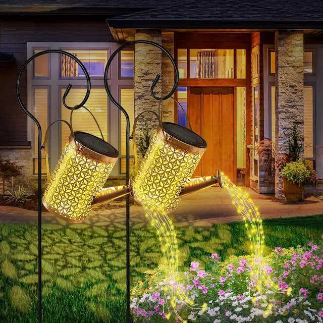 Main image of Solar Watering Can Lights - Outdoor Garden Decor with Metal Hanging Solar Landscape Lights