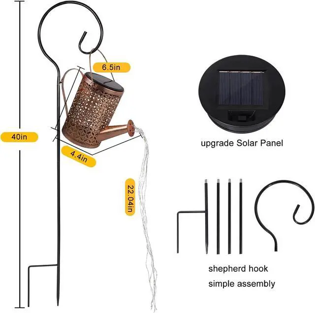 Alt view image 5 of 7 - Solar Watering Can Lights - Outdoor Garden Decor with Metal Hanging Solar Landscape Lights