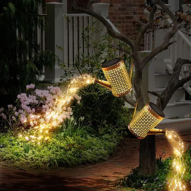 Alt view image 7 of 7 - Solar Watering Can Lights - Outdoor Garden Decor with Metal Hanging Solar Landscape Lights