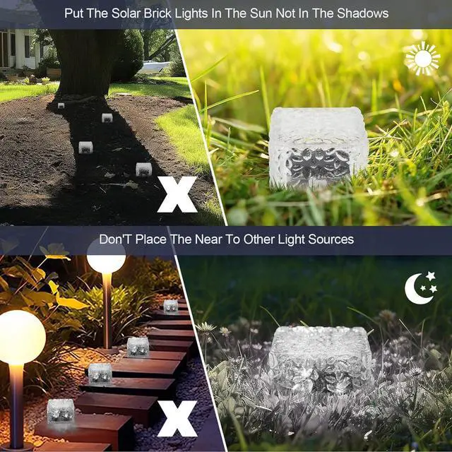 Alt view image 7 of 7 - Solar Brick Lights-Outdoor Solar Lights for Yard-Solar Brick Landscape Path Light 6 Pack LED Light Brick Garden Decor for Pathway Patio Walkway Backyard Decoration, DS-XBZ-1-1-1