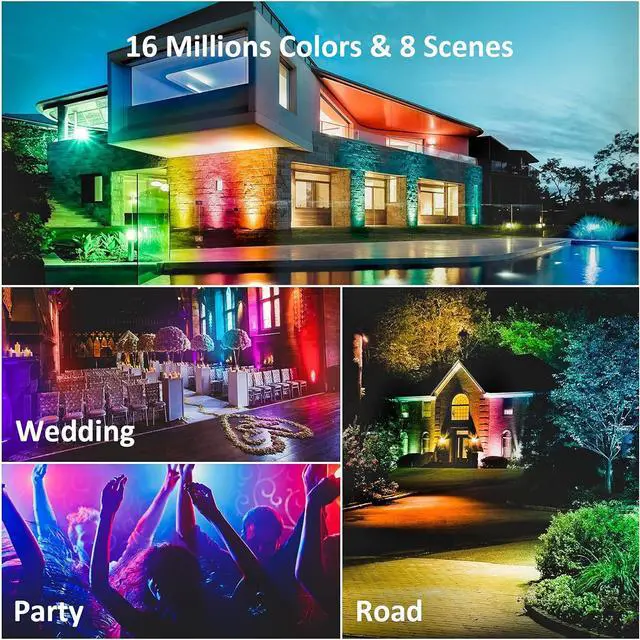 Alt view image 5 of 7 - NOVOSTELLA Smart RGB LED Flood Light 25W Tunable White 2700K-6500K,Outdoor Uplights Floodlights Color Changing Spotlights APP Group Control IP66 Waterproof Strobe Lights for House Event Landscape 4Pcs
