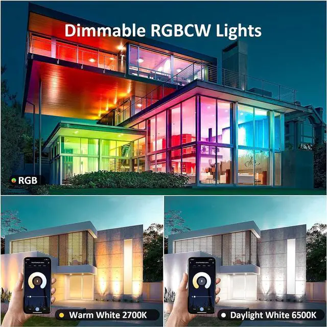 Alt view image 4 of 7 - NOVOSTELLA Smart RGB LED Flood Light 25W Tunable White 2700K-6500K,Outdoor Uplights Floodlights Color Changing Spotlights APP Group Control IP66 Waterproof Strobe Lights for House Event Landscape 4Pcs