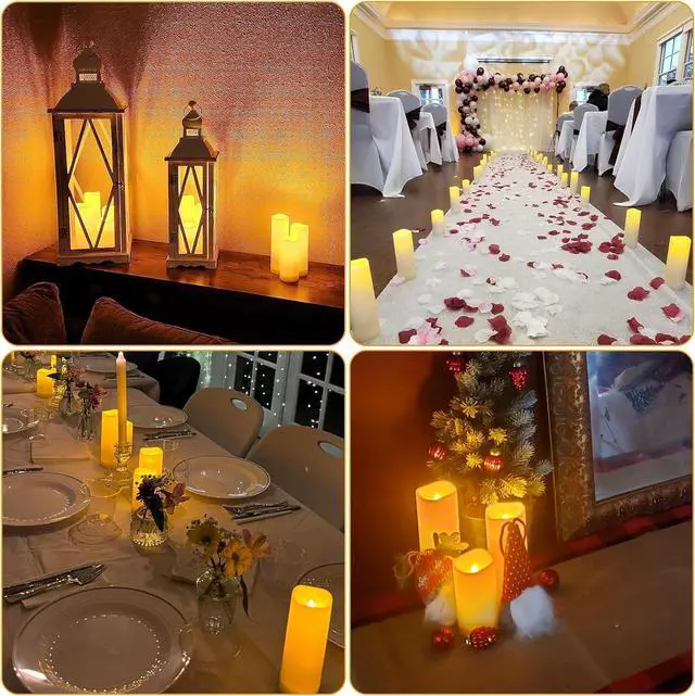 Alt view image 2 of 7 - Enido 12 Pc Flameless LED Candles with Remote & Timer, Outdoor Waterproof, Flickering Electric Warm Lights for Cozy Home & Holiday Romantic Decor, Battery Operated for Party(D 2.2 x H 4/5/6
