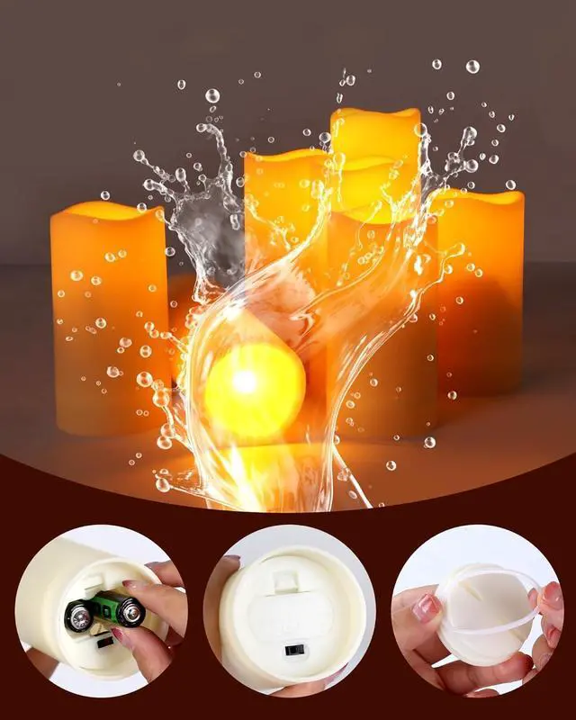 Alt view image 4 of 7 - Enido 12 Pc Flameless LED Candles with Remote & Timer, Outdoor Waterproof, Flickering Electric Warm Lights for Cozy Home & Holiday Romantic Decor, Battery Operated for Party(D 2.2 x H 4/5/6