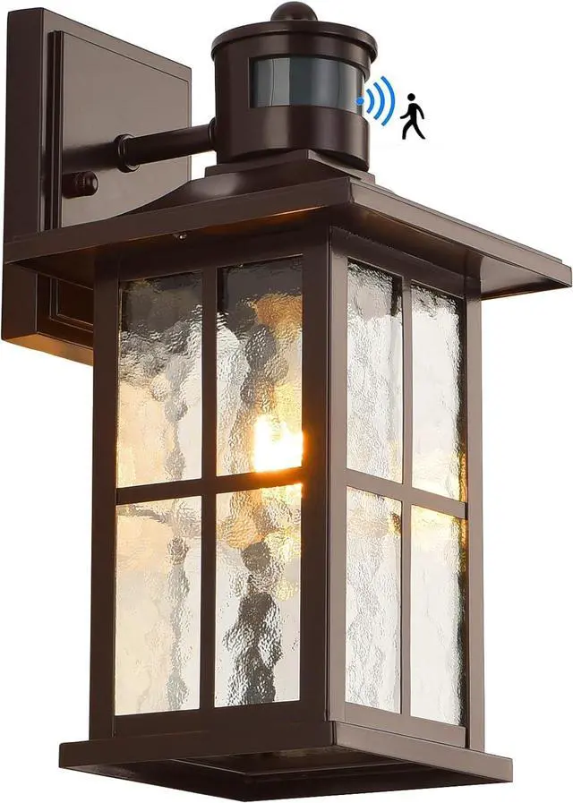 Main image of Motion Sensor Outdoor Wall Lantern Dusk to Dawn Exterior Porch Light Fixture Brown Outside Garage Sconce Lighting Waterproof Farmhouse Wall Mount Carriage Lamp for House Patio Doorway