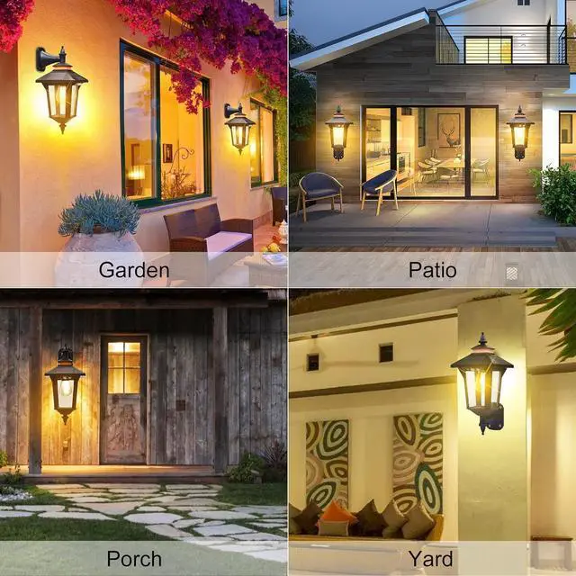 Alt view image 6 of 7 - 2 Pack Solar Wall Lantern Lights Outdoor with 3 Lighting Modes, Motion Sensor Wall Sconce, Dusk to Dawn LED Exterior Front Porch Lights Fixtures Wall Mount Waterproof for Garage House Doorway Yard