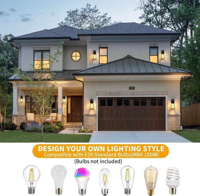 Alt view image 6 of 7 - 18'' Large Outdoor Wall Lights 2 Packs, Black Exterior Lighting Fixtures