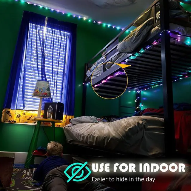 Alt view image 4 of 6 - Outdoor String Lights - 80 Ft Rope Lights with 240 Color Changing LEDs, Waterproof & Plug-in for Wedding, Patio, Garden & Christmas Decor