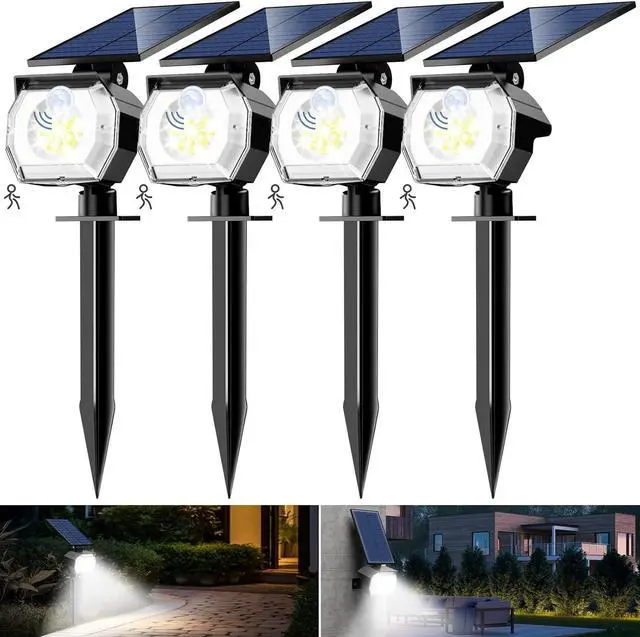 Main image of btfarm 4 Pack Solar Spot Lights Outdoor - 52 LED Solar Motion Lights Outside Waterproof IP65, 3 Modes Solar Powered Motion Sensor Spotlights for Yard Garden Driveway Pathway Landscape, Cool White