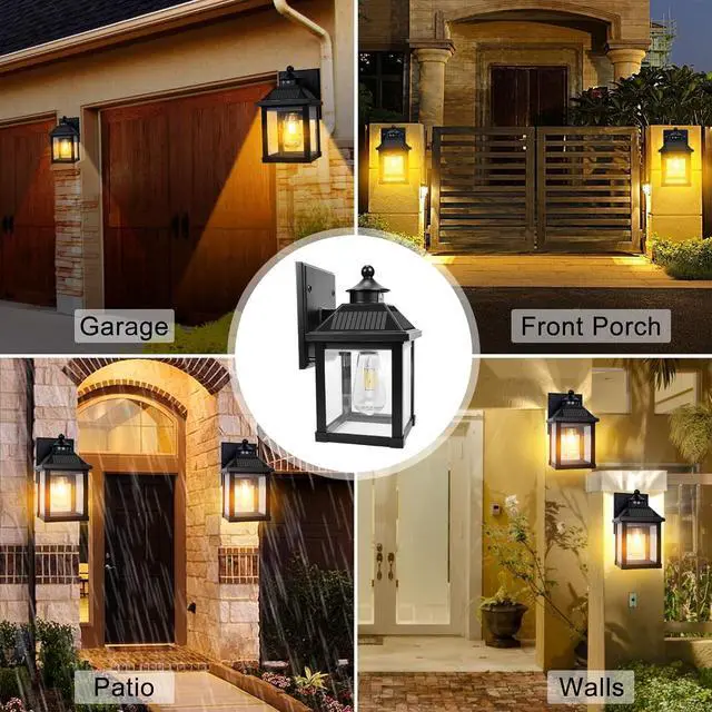 Alt view image 6 of 7 - Solar Wall Lights Outdoor, Dusk to Dawn Solar Sconces, Motion Sensor Porch Lights Waterproof with 3 Lighting Modes, Exterior Wall Lantern Outside for Patio Garage Entryway Garden Shed
