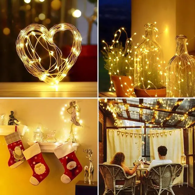 Alt view image 6 of 6 - kolpop 6 Pack Solar Fairy Lights Outdoor, 32FT 80LED Solar Powered Twinkle Light Waterproof, 8 Mode Copper Wire Solar Tree Lighting for Outside Garden Yard Decorative (Warm White)