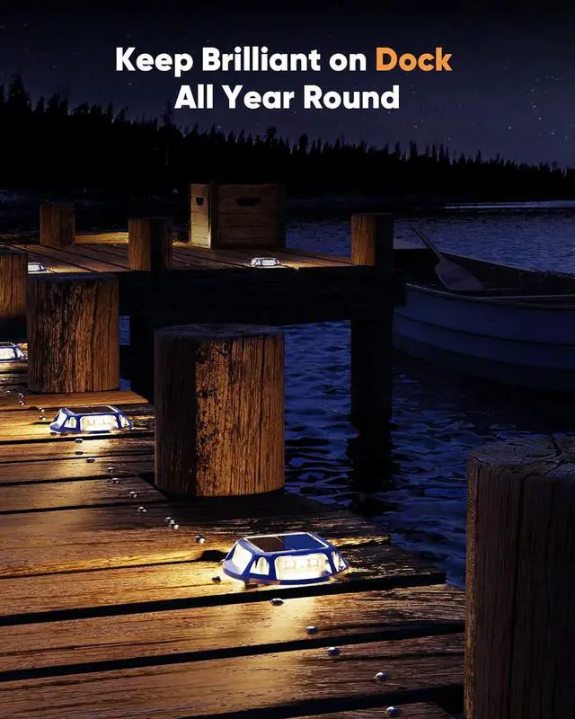 Alt view image 6 of 7 - JACKYLED 8-Pack Solar Deck Lights Outdoor, 12 LED Solar Dock Lights Marine Waterproof, Dusk to Dawn Solar Lights for Backyard Sidewalk Garden Pathway Walkway Patio Backyard (Warm White)