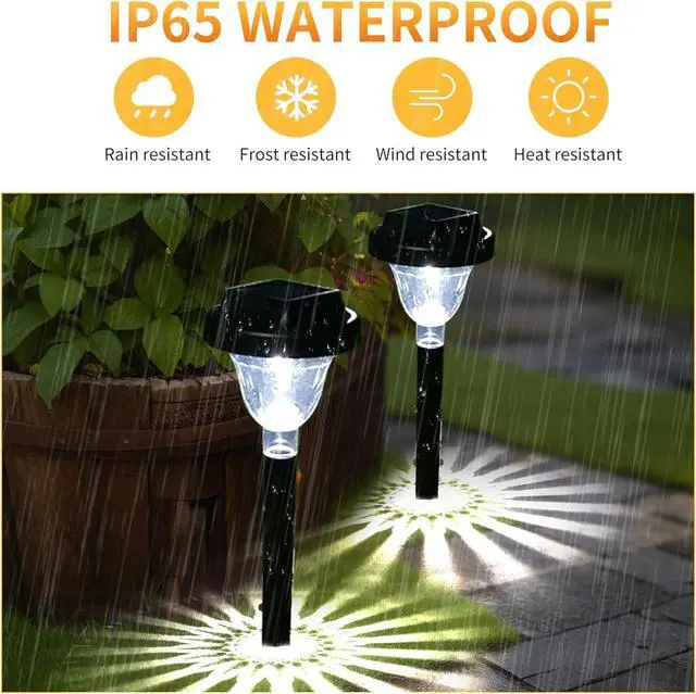 Alt view image 4 of 7 - Siatom Solar Pathway Lights 10 Pack, Bright Solar Path Lights Outdoor Waterproof IP65, Walking Path Solar Lights for Outside, Garden, Lawn, Walkway, Yard (Cold White)