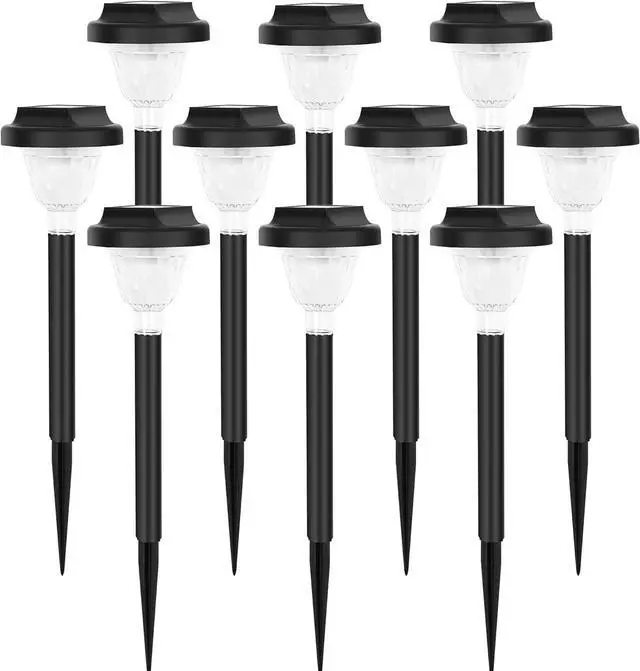 Alt view image 7 of 7 - Siatom Solar Pathway Lights 10 Pack, Bright Solar Path Lights Outdoor Waterproof IP65, Walking Path Solar Lights for Outside, Garden, Lawn, Walkway, Yard (Cold White)
