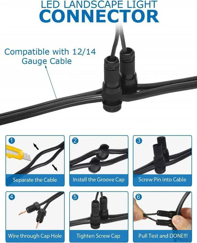 Alt view image 4 of 7 - SUNVIE 12W Low Voltage LED Landscape Lights with Connectors, Outdoor 12V Super Warm White (900LM) Waterproof Garden Pathway Lights Wall Tree Flag Spotlights with Spike Stand (10 Pack with Connector)