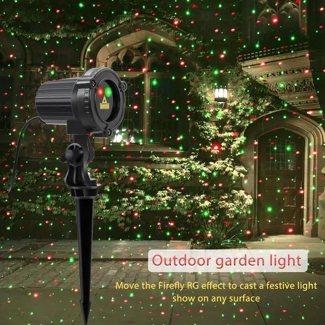 Alt view image 2 of 7 - Laser Christmas Projector Lights Outdoor, Outdoor Garden Laser Light, Landscape Lights with Red and Green Stars, IP65 Waterproof,Cold Resistant. Suitable for Holiday, Party, Garden Decorati