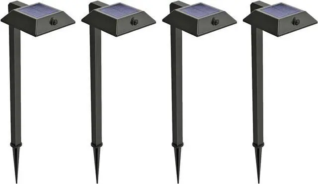 Main image of Mesh Linkable Series 4-Pack Solar LED Security Pathway Light w/ LiFePO4 Battery, 300LM, Auto-linking, 110°x16 ft Motion Detection, CCT 3000K/4000K/5000K, 4-Channel Settings, Stainless Steel, Black