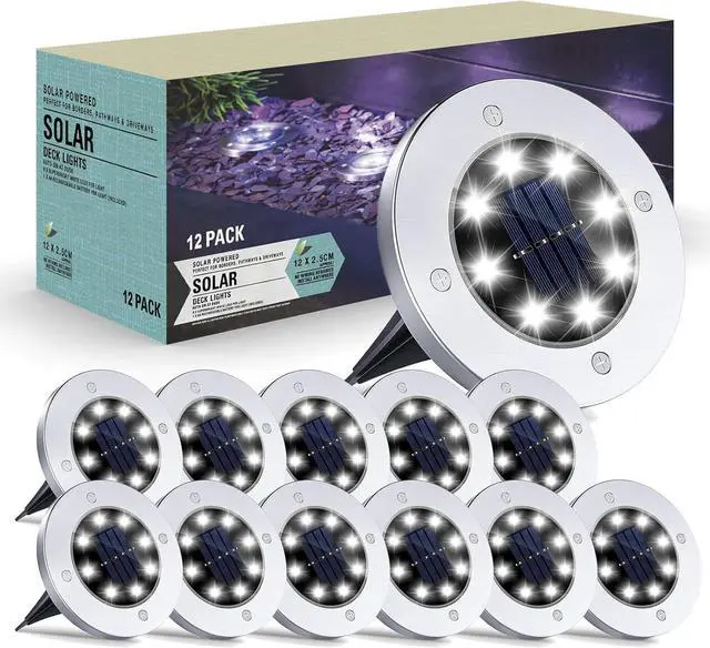 Main image of Solar Outdoor Lights - 12 Pack, Waterproof Solar Garden Lights for Landscape, Patio, Pathway, Lawn, Yard, Deck, Driveway, Walkway