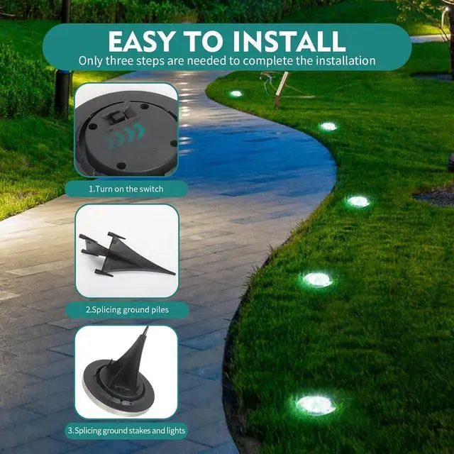 Alt view image 5 of 7 - Solar Outdoor Lights - 12 Pack, Waterproof Solar Garden Lights for Landscape, Patio, Pathway, Lawn, Yard, Deck, Driveway, Walkway