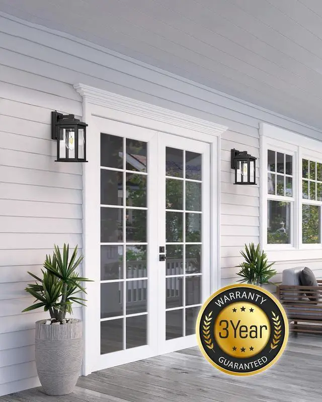 Alt view image 4 of 7 - VIANIS Dusk to Dawn Outdoor Lights for House, Black Outdoor Light Fixture, Waterproof Exterior Lighting Fixtures Wall Mount, Outdoor Wall Lights for House, Garage, Garden, Porch,Hardwired, Non-Solar