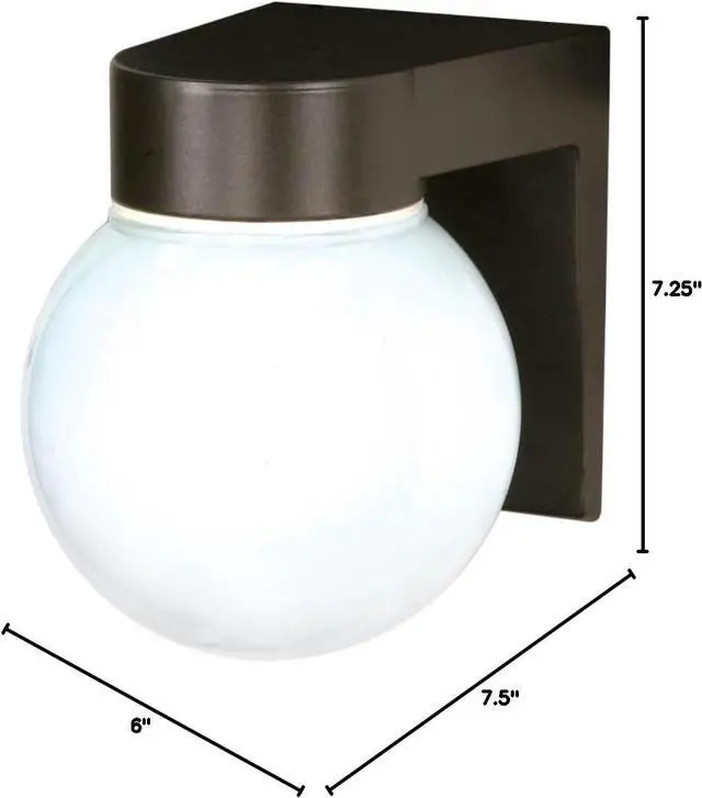 Alt view image 3 of 3 - Nuvo Lighting SF77/141 Utility Fixture Die Cast Aluminum Durable Outdoor Wall Mount Porch and Patio Light with White Glass Globe, Bronzotic
