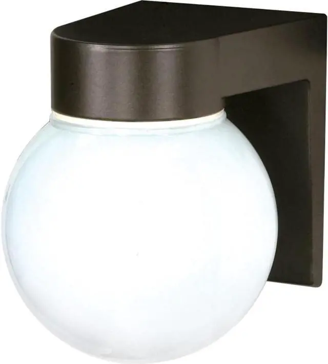 Alt view image 2 of 3 - Nuvo Lighting SF77/141 Utility Fixture Die Cast Aluminum Durable Outdoor Wall Mount Porch and Patio Light with White Glass Globe, Bronzotic