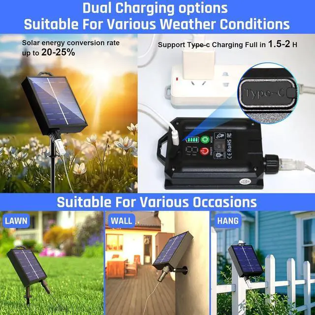 Alt view image 2 of 7 - New Upgraded Solar Rope Lights Outdoor Waterproof 105ft 300 LED Solar Powered String Lights with Remote Timing Dimmable 19 Modes Fairy Lights for Outside Pool Tree Yard Christmas Decor (300LED-Warm)