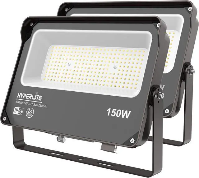Main image of HYPERLITE Flood Light Outdoor 150W 2Pack, LED Security Flood Lights with Dusk to Dawn Photocell, 5000K Daylight IP65 Waterproof Floodlights for Court, Garden, Yard