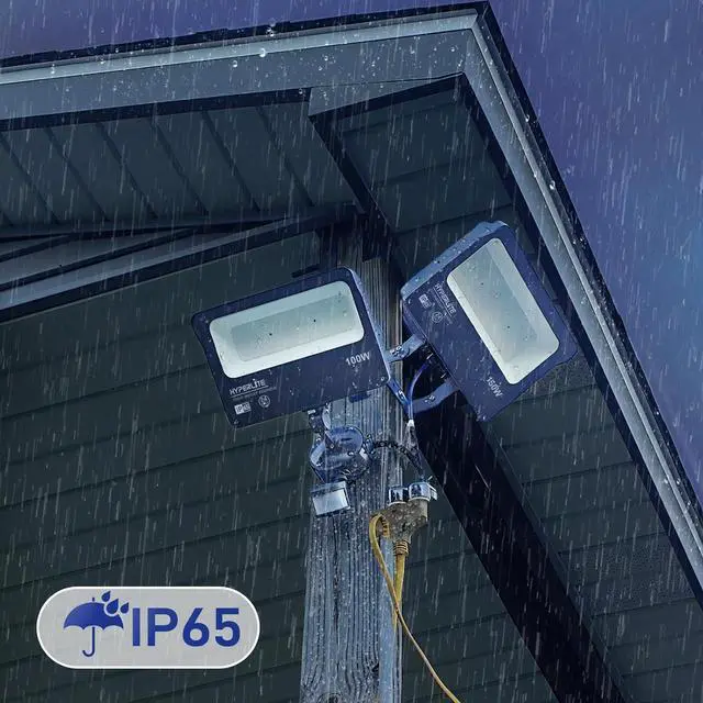 Alt view image 7 of 7 - HYPERLITE Flood Light Outdoor 150W 2Pack, LED Security Flood Lights with Dusk to Dawn Photocell, 5000K Daylight IP65 Waterproof Floodlights for Court, Garden, Yard