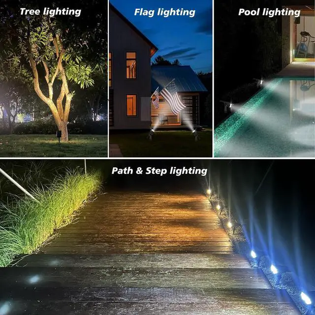 Alt view image 2 of 7 - All-New Solar Spot Lights Outdoor Waterproof20 LEDs Solar Flag Light with 2 Modes,Landscape Spotlights for Pathway, Patio, Garden, Trees,Flag,Pool (2 Pack,White Light)