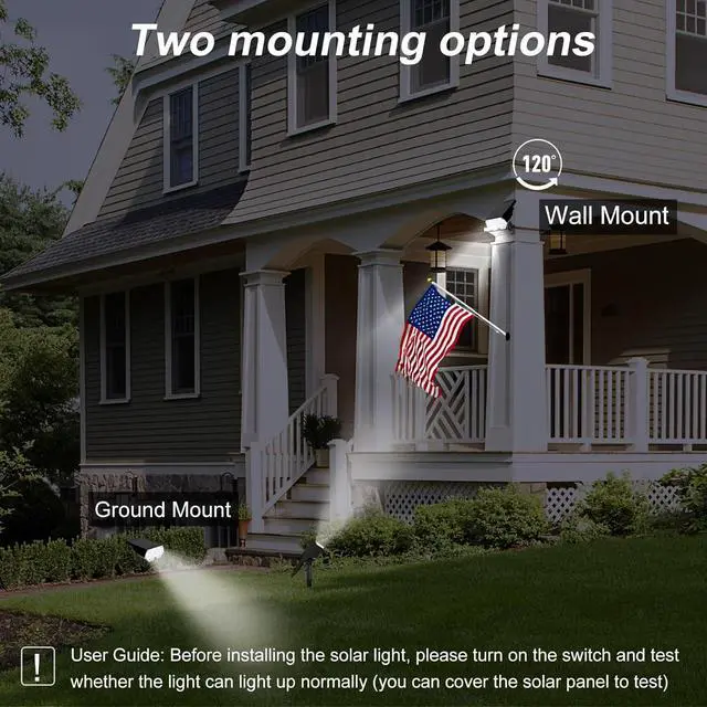 Alt view image 6 of 7 - All-New Solar Spot Lights Outdoor Waterproof20 LEDs Solar Flag Light with 2 Modes,Landscape Spotlights for Pathway, Patio, Garden, Trees,Flag,Pool (2 Pack,White Light)