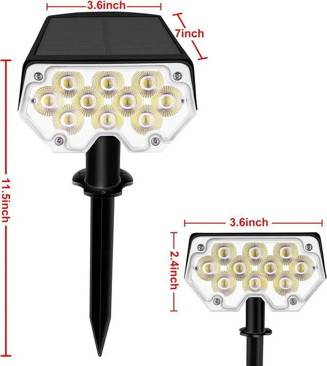 Alt view image 7 of 7 - All-New Solar Spot Lights Outdoor Waterproof20 LEDs Solar Flag Light with 2 Modes,Landscape Spotlights for Pathway, Patio, Garden, Trees,Flag,Pool (2 Pack,White Light)