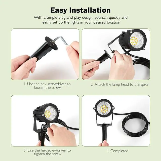 Alt view image 5 of 7 - Outdoor Spotlight Warm White 2700K, 10W LED Spot Lights Outdoor for Yard Garden Tree, 120V Plug in Landscape Lighting with IP65 Waterproof for Halloween Christmas Decor, 2 Pack