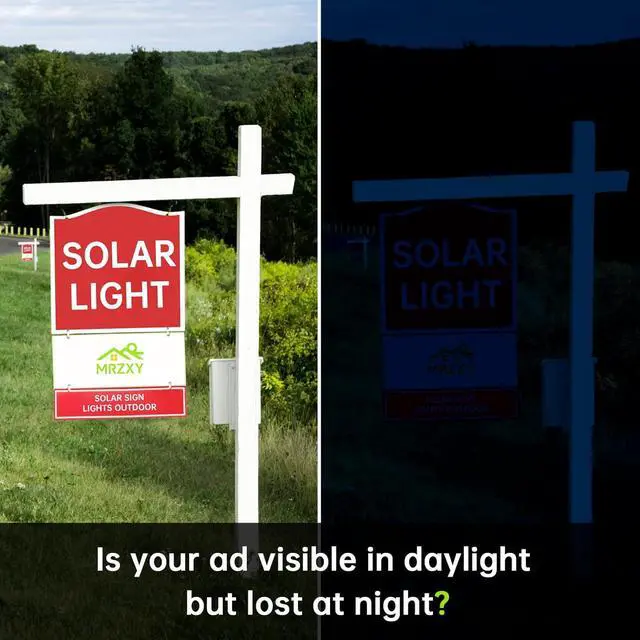 Main image of Solar Sign Light Outdoor Bright LED 6000K White Dusk to Dawn Solar Powered for Mailbox, Address, House Number, Real Estate Sign Posts, Billboard Lighting (1 PACK)